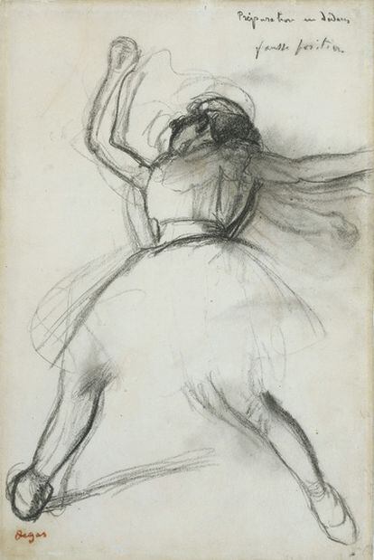 Estudio del cuadro <i>Bailarina </i>(1880-1885). Abajo, <i>Bailarinas,</i> de 1899. Ambas expuestas en la Royal Academy.