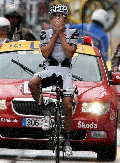 El corredor alemán de Cervelo, instantes antes de entrar a meta