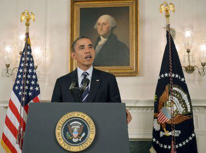 Obama, al referirse a la tormenta tropical Isaac, en la Casa Blanca. 