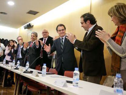 Artur Mas, presidente de la Generalitat, aplaudido este viernes en la ejecutiva de Convergència.