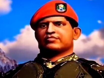 An animation of Hugo Chávez in the video tribute published by the State Government of Carabobo.