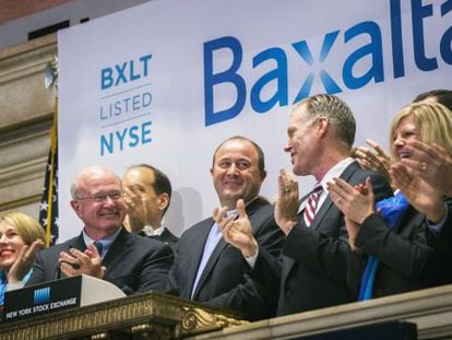 Ejecutivos de Baxalta en el New York Stock Exchange