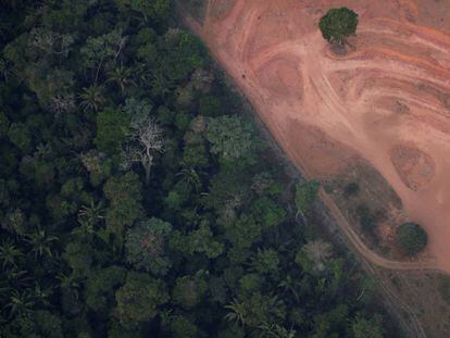 Vista aérea de una zona deforestada cerca de Porto Velho (Estado de Rondonia).