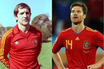 LOS ALONSO. Perico Alonso, de 67 años, fue 20 veces internacional entre 1980 y 1982. Su hijo menor, Xabi Alonso, de 38 años, vistió La Roja 114 veces entre 2003 y 2014.