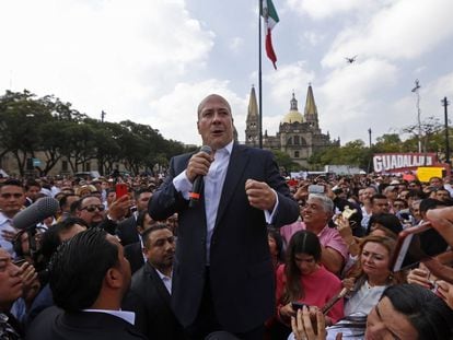 El gobernador Enrique Alfaro Ramírez se dirige a sus seguidores, en una imagen de archivo.