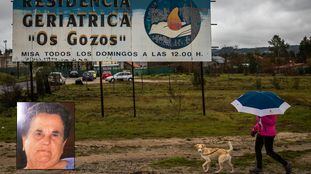 Entrada al geriátrico de Pereiro de Aguiar. Abajo a la izquierda, Rogelia Blanco.