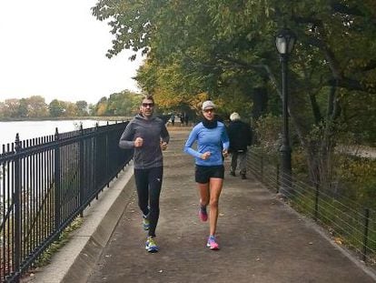 Paco Roncero y Nerea Ruano entrenando el mi&eacute;rcoles en Central Park.