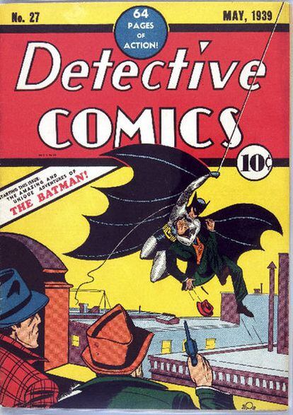 Portada del cómic en el que por vez primera aparece Batman