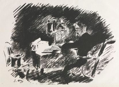 Ilustración de Edouard Manet para el cuervo de Edgar Allan Poe.