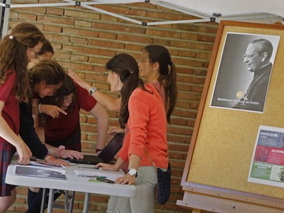 Alumnes de l'escola La Vall, a Sabadell.