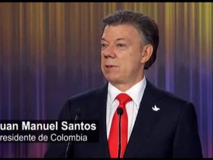Santos, reelegido presidente de Colombia, habla sobre el proceso de paz con las FARC.