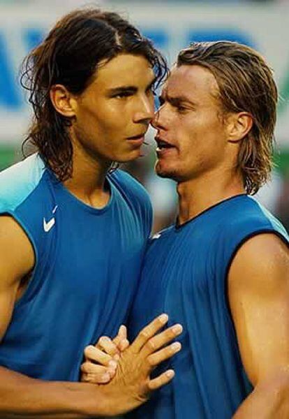 Nadal y Hewitt hablan tras el partido.