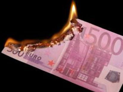 El fuego quema un billete de 500 euros
