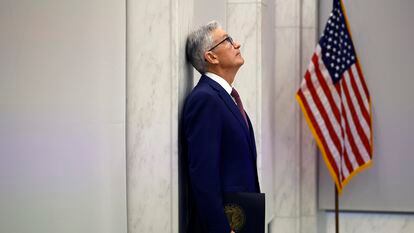 El presidente de la Reserva Federal, Jerome Powell, antes de una rueda de prensa en noviembre de 2023.