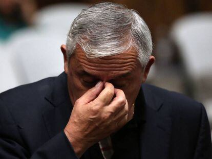 El expresidente Otto P&eacute;rez Molina en la sala de vistas del Supremo guatemalteco.