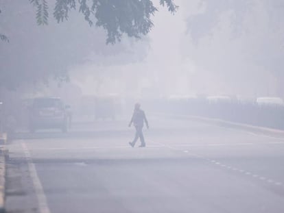 Efecto de la contaminación en una calle de Delhi.