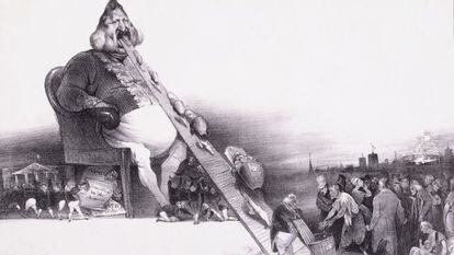 Vi&ntilde;eta del rey Luis Felipe de Francia, de Daumier y Philipon, 1832.