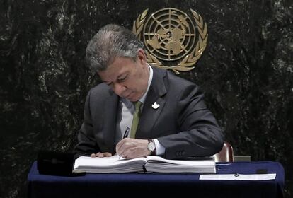 Santos, durante su visita a la ONU la semana pasada.