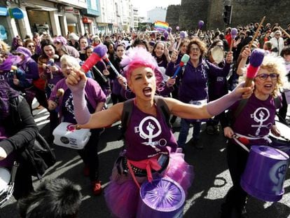 Feministas gallegas el pasado fin de semana en un acto previo al 8M.