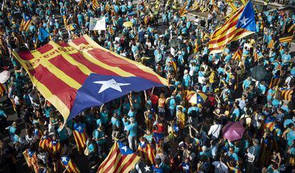 Manifestación independentista, este miércoles en Barcelona.