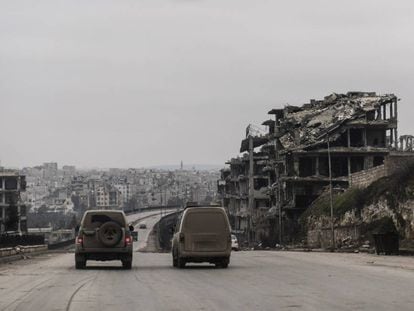 La entrada a Alepo por carretera, en enero de 2017.