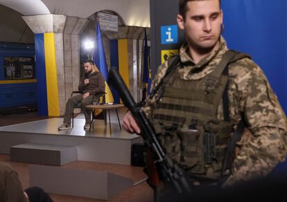 Zelenski, durante la rueda de prensa este sábado.