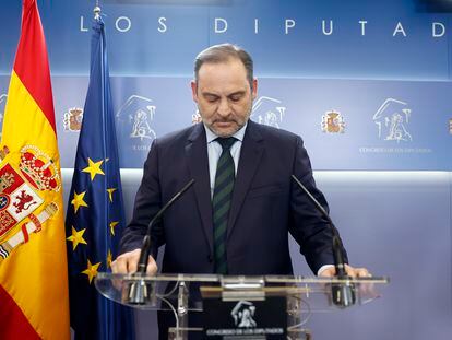 José Luis Ábalos, el martes en su comparecencia en el Congreso de los Diputados.