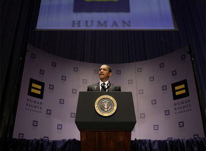 Obama, durante su discurso por los derechos de los homosexuales.