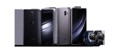 Los nuevos dispositivos de Huawei, el Mate 9 y el Huawei Fit.