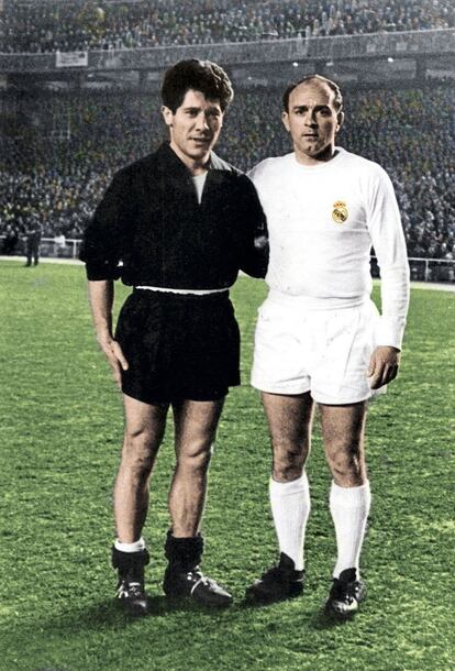 Sívori y Di Stéfano, en el Bernabéu en 1962.