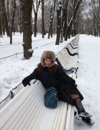 Eva Almaya durante su viaje invernal a San Petersburgo (Rusia).