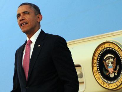 El presidente Obama a su llegada a Seattle este domingo.