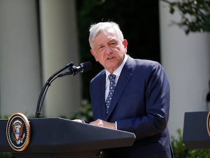 López Obrador, durante la visita a la Casa Blanca en julio de 2020.