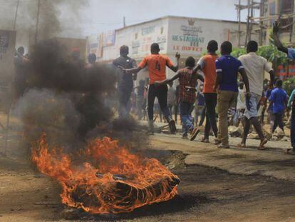 Protesta en la localidad congolesa de Beni, este viernes.