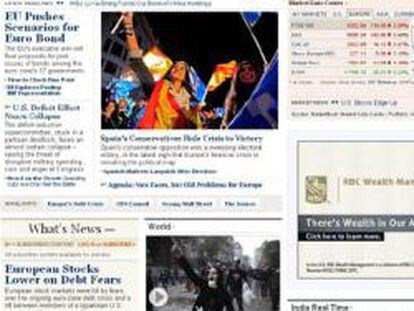 Imagen de la portada de la versión online de Wall Street Journal del 21 de noviembre de 2011.
