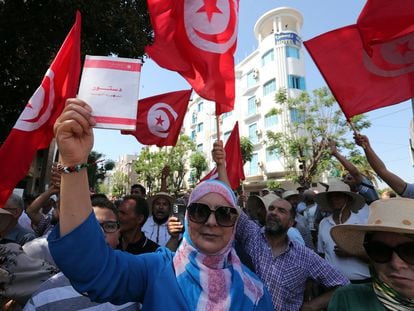 Manifestación del pasado 19 de junio en Túnez contra el presidente Kais Saied.