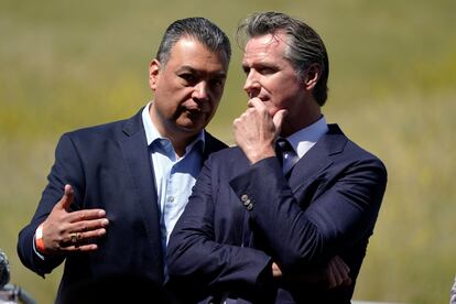California Governor Gavin Newsom with Senator Alex Padilla.