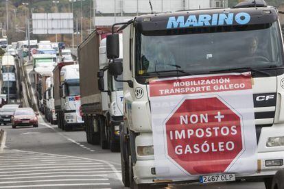 Protesta de los camioneros en Santiago 