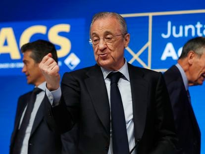 Florentino Pérez durante una junta de accionistas de ACS en 2023.