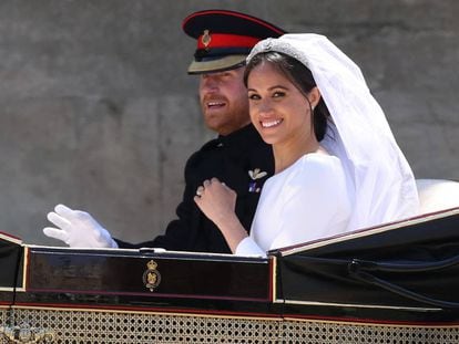 Meghan Markle y el príncipe Enrique de Inglaterra, tras su boda el pasado sábado.