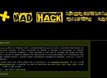 Portada de la página del Hackmeeting que se celebra en Madrid.