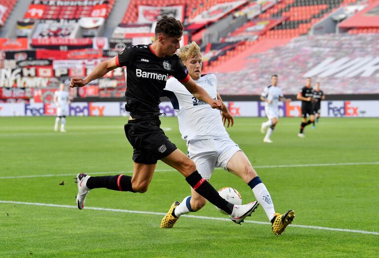 Havertz, de oscuro, durante un partido de la Europa League contra el Rangers, en agosto.
