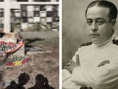 A la izquierda, fosa común número 2 en el cementerio de Las Palmas, donde, según los documentos, enterraron a Manuel Burgos Monsalvez (en la imagen de la derecha).