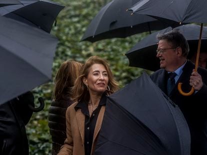 La ministra de Transportes, Raquel Sánchez, y el presidente de la Generalitat Valenciana, Ximo Puig, este lunes en Valencia.