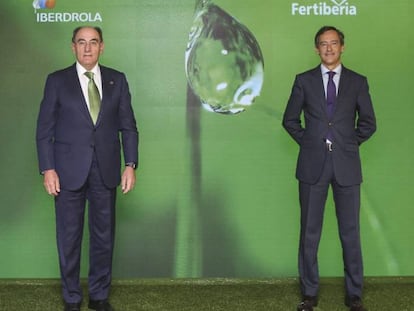 Ignacio Sánchez Galán, presidente de Iberdrola y Javier Goñi, de Fertiberia.