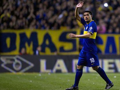 Juan Román Riquelme, con Boca, en septiembre de 2013