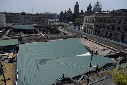 El techo derrumbado de la Casa de las Águilas, en el Templo Mayor.