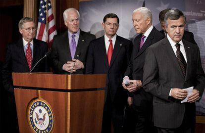 Algunos de los senadores que participaron en el debate en el Senado.