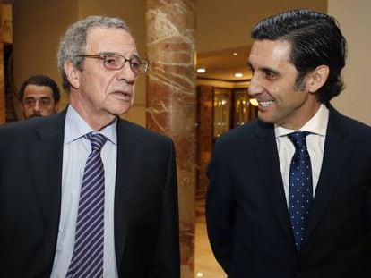 El presidente de Telef&oacute;nica, Jos&eacute; Mar&iacute;a &Aacute;lvarez Pallete (derecha) y el presidente de la Fundaci&oacute;n Telef&oacute;nica, Cesar Alierta.