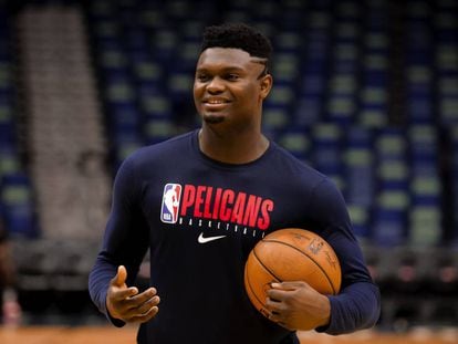 Zion Williamson, poco antes del Pelicans-Rockets, el 29 de diciembre.
